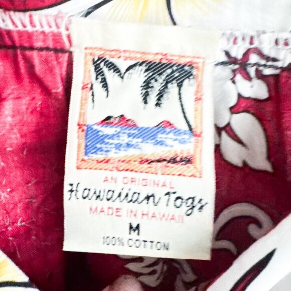 Vintage Hawaiian Togs Floral Red White Hawaiian Midi Dress M - Picture 7 of 8